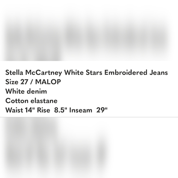Stella McCartney White Star Embroidered Jeans Size 27 | Made in Italy Designer - Picture 9 of 9